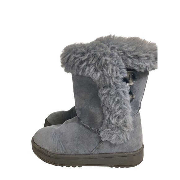 Sophia Blue Size 2 Faux Suede blue  Faux Fur lined Buttons closure Winter Boots - Picture 2 of 8